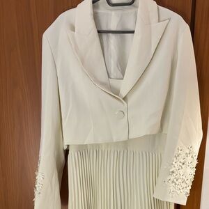 Miss Rosier White Floral Appliqué Jacket & Dress